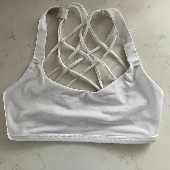 Lululemon Free To Be Wild Bra Top Light Support A/B Cup Yoga Off White Sz 4 - Picture 1 of 7